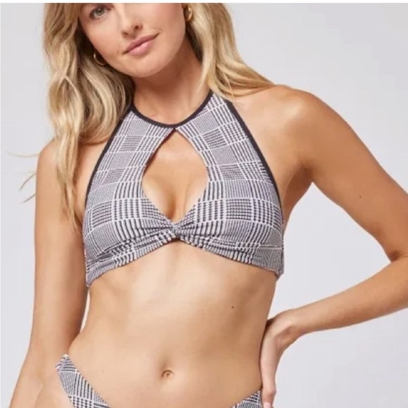 LSpace Black and White Halter Bikini Top NWT - Picture 5 of 8
